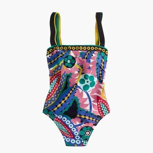 J. Crew Square Neck Swimsuit In Ratti® Kaleidoscope Floral, Size 12